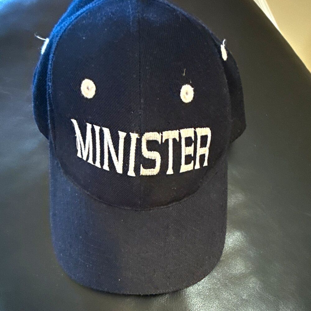 Navy Minister Embroidered Acrylic Twill Adjustable Baseball Cap Hat One Size